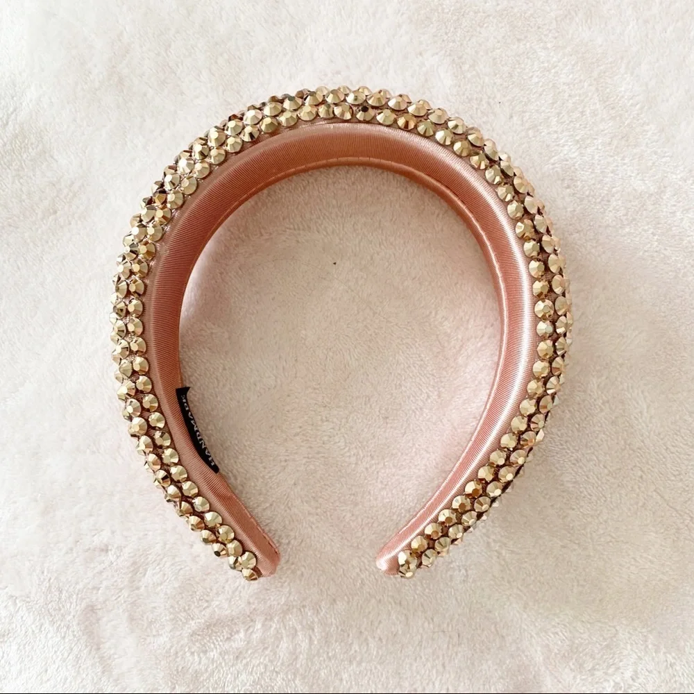 NWOT Rose Gold Headband Pink Sparkly Jeweled Padded Spring Wedding